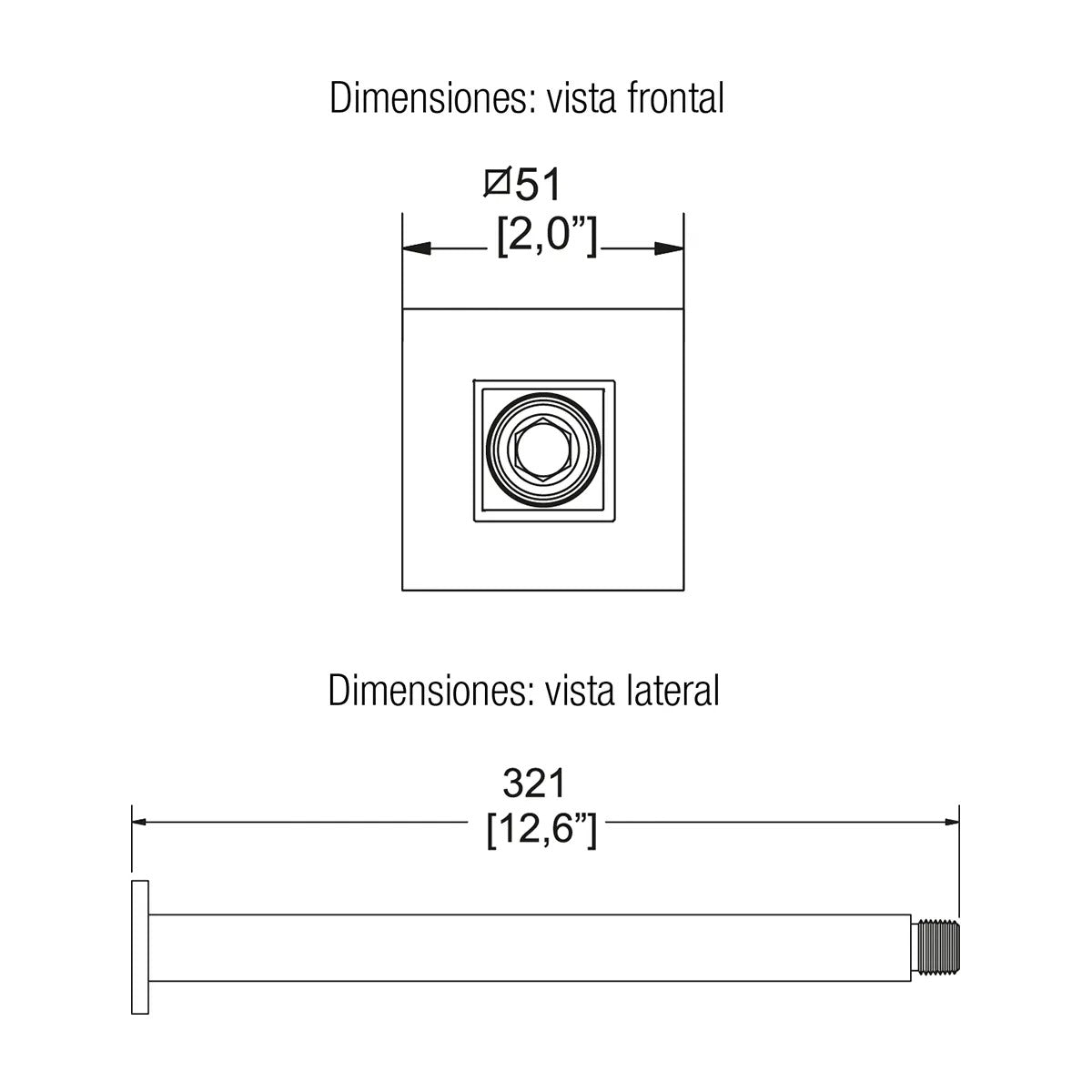 Brazo y chapetón para regadera TR-038 Helvex