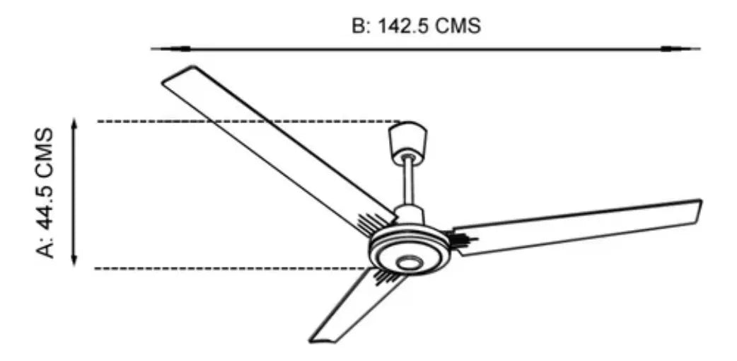 Ventilador De Techo V5602 Negro 3 Aspas De Metal 56