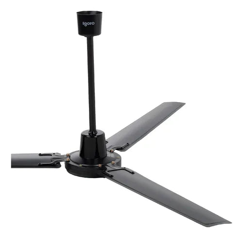 Ventilador De Techo Igoto V5602 Negro 3 Aspas De Metal 56