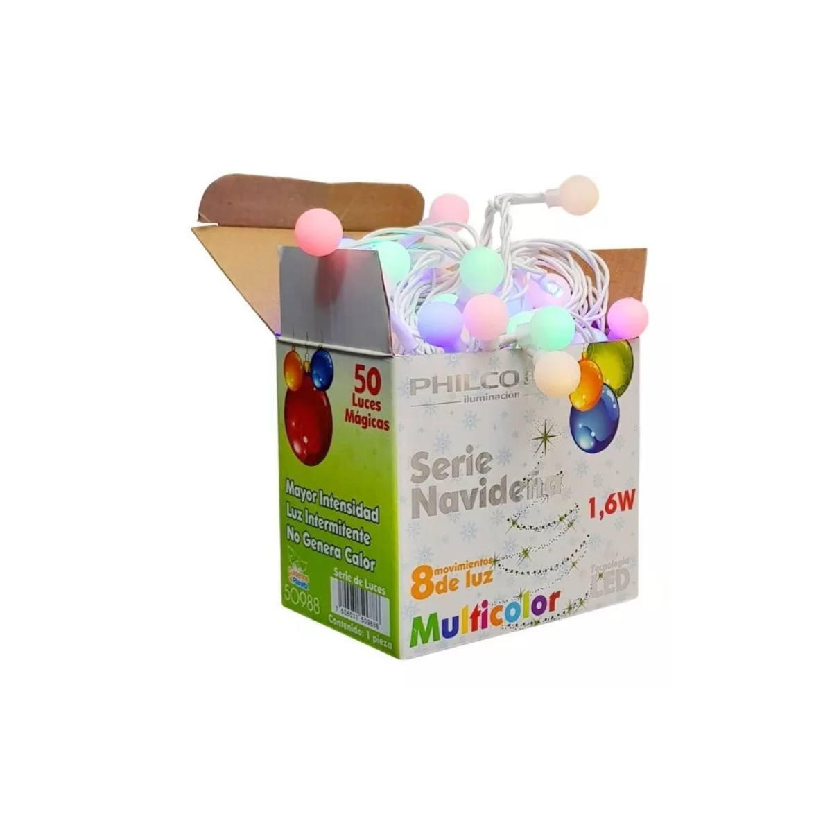 Serie Navideña Led Con 50 Esferas Multicolor