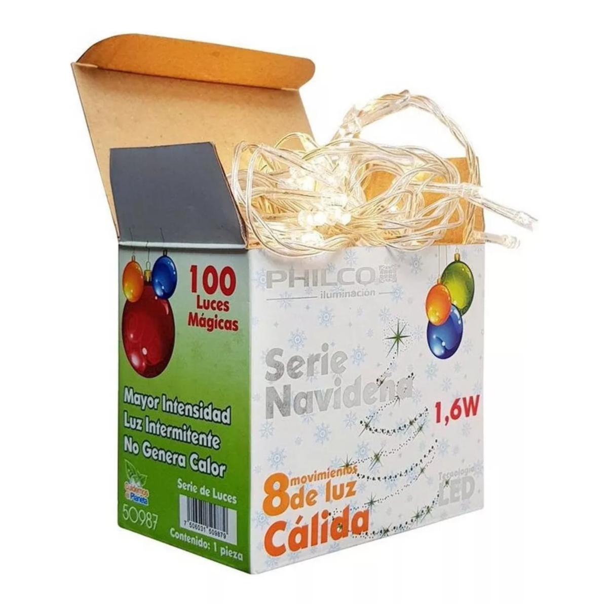 Serie Navideña Con 100 Leds Luz Cálida