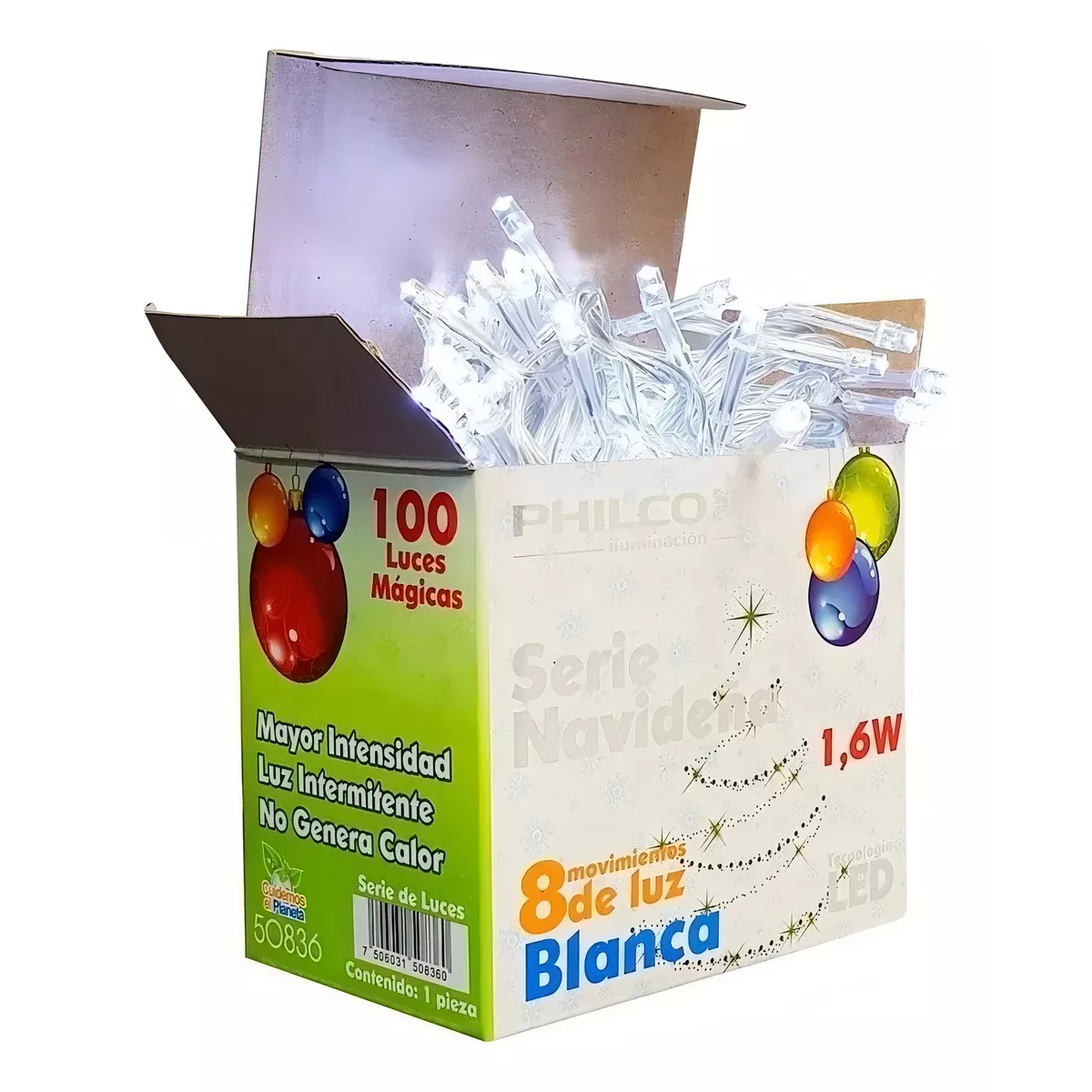 Serie Navideña Con 100 Leds Luz Blanca