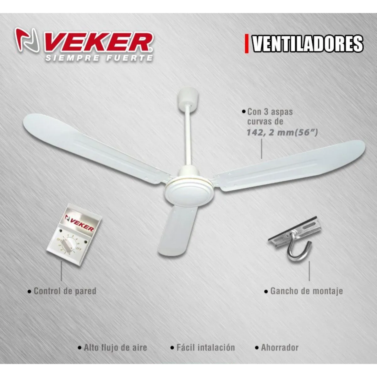 Ventilador de Techo Industrial 56" Veker 7757