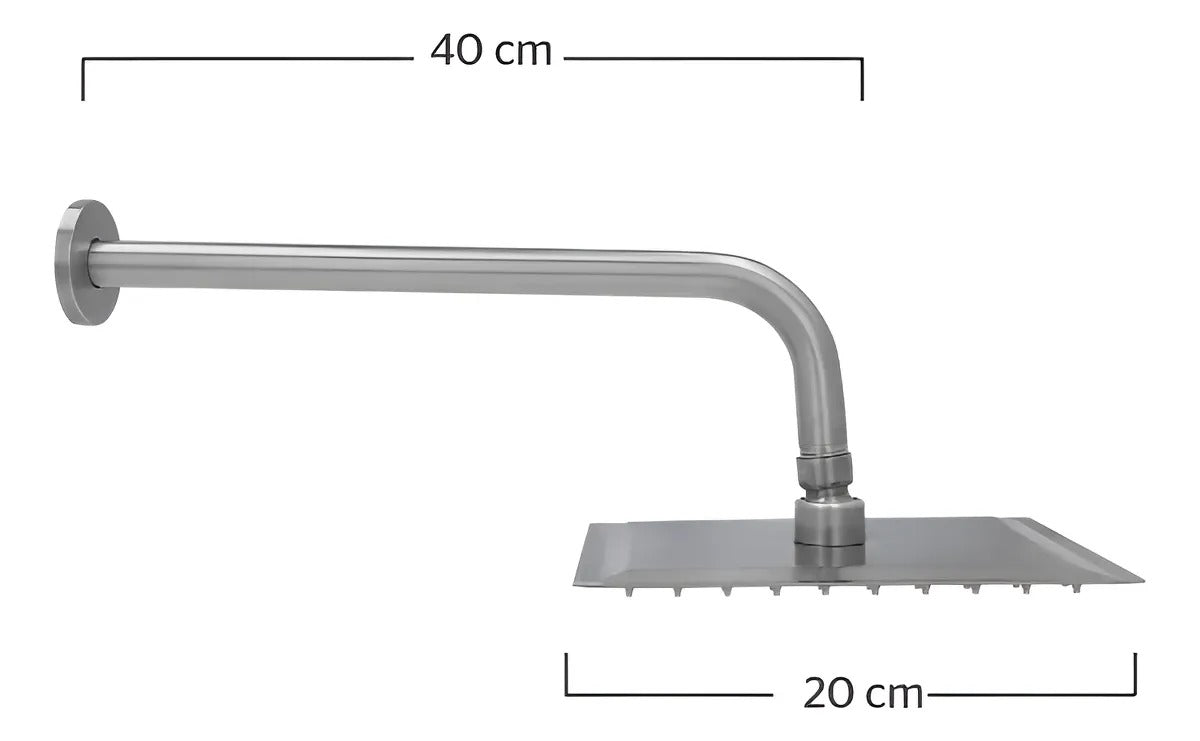 Regadera Cuadrada 8 Con Brazo Y Chapetón Satinado 4518C.9