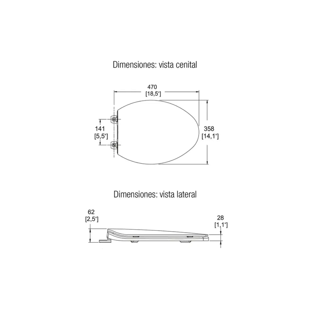 Asiento cierre lento color marfil para WC AT-1 Helvex