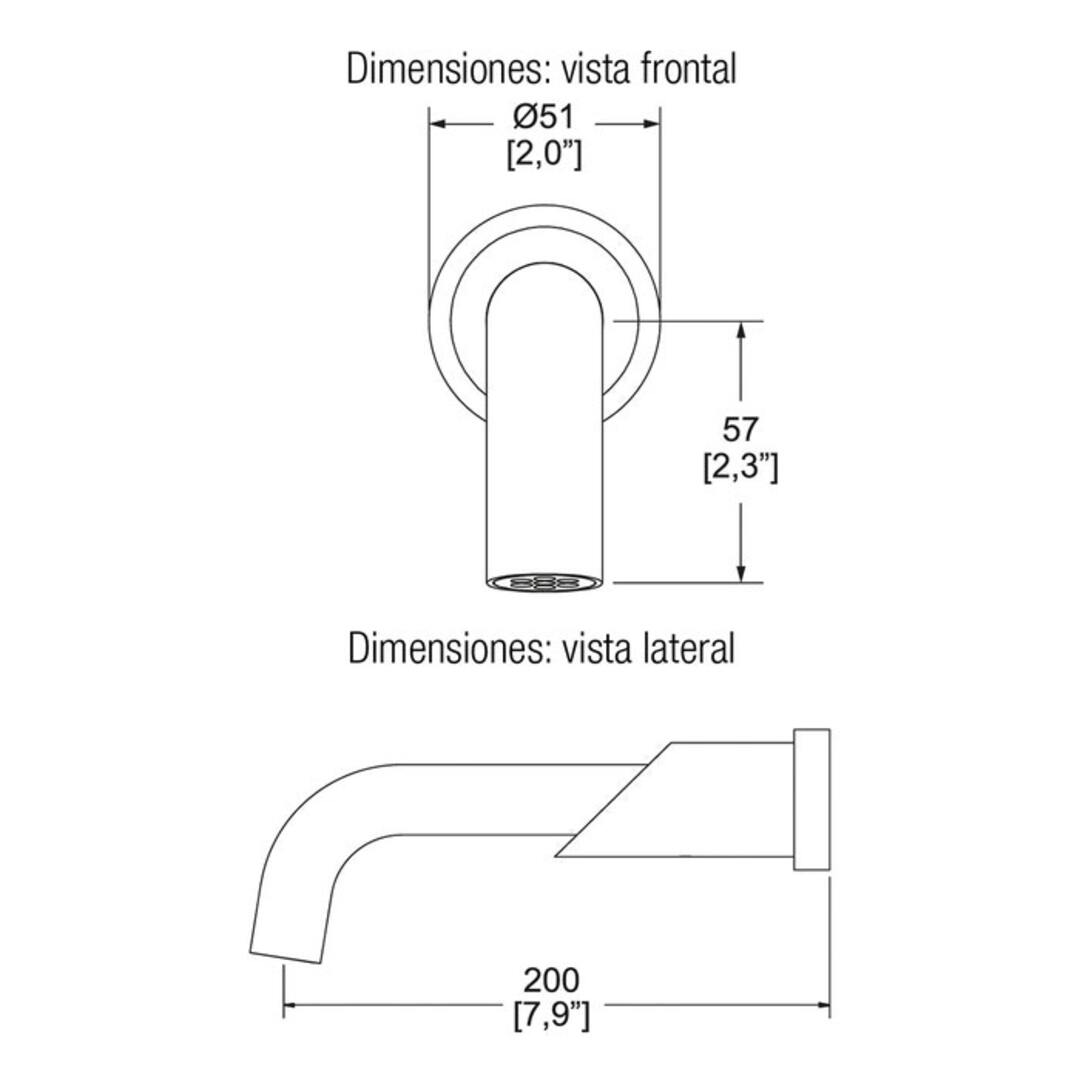 Salida Helvex TV-060 Tina Pared Nuva Cromo