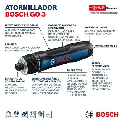 Atornillador Inalámbrico Bosch Go 3