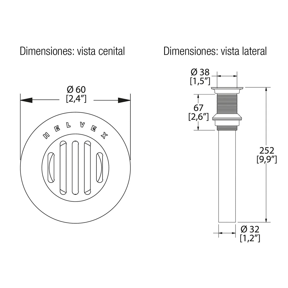 Contra Lavabo Helvex TH-059 P/Rej S/Rebosad