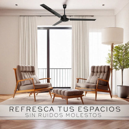 Ventilador De Techo Igoto V5602 Negro 3 Aspas De Metal 56