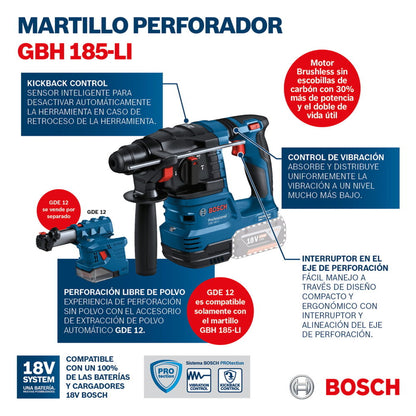 Martillo Perforador SDS Plus Brushless 18V GBH 185-LI + Baterías