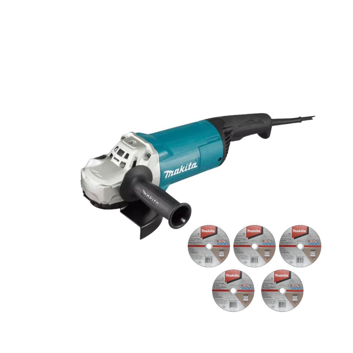 Combo Makita Martillo Demoledor 30 kg HM1801 65j + 2 Cinceles + Esmeril GA7020 + 5 Discos