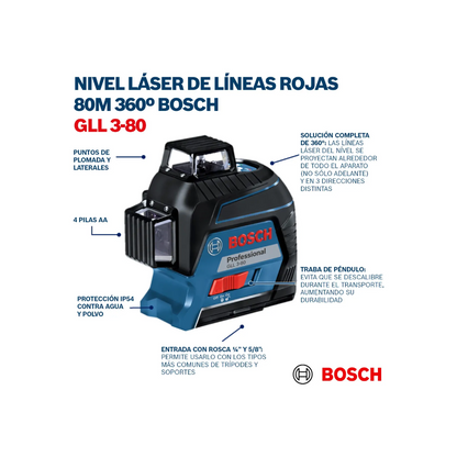 Nivel Láser GLL 3-80 + Maletín