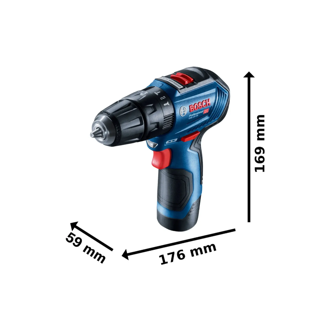 Rotomartillo 3/8 GSB 12V-30, con 2 baterías y maletín 06019G91G0