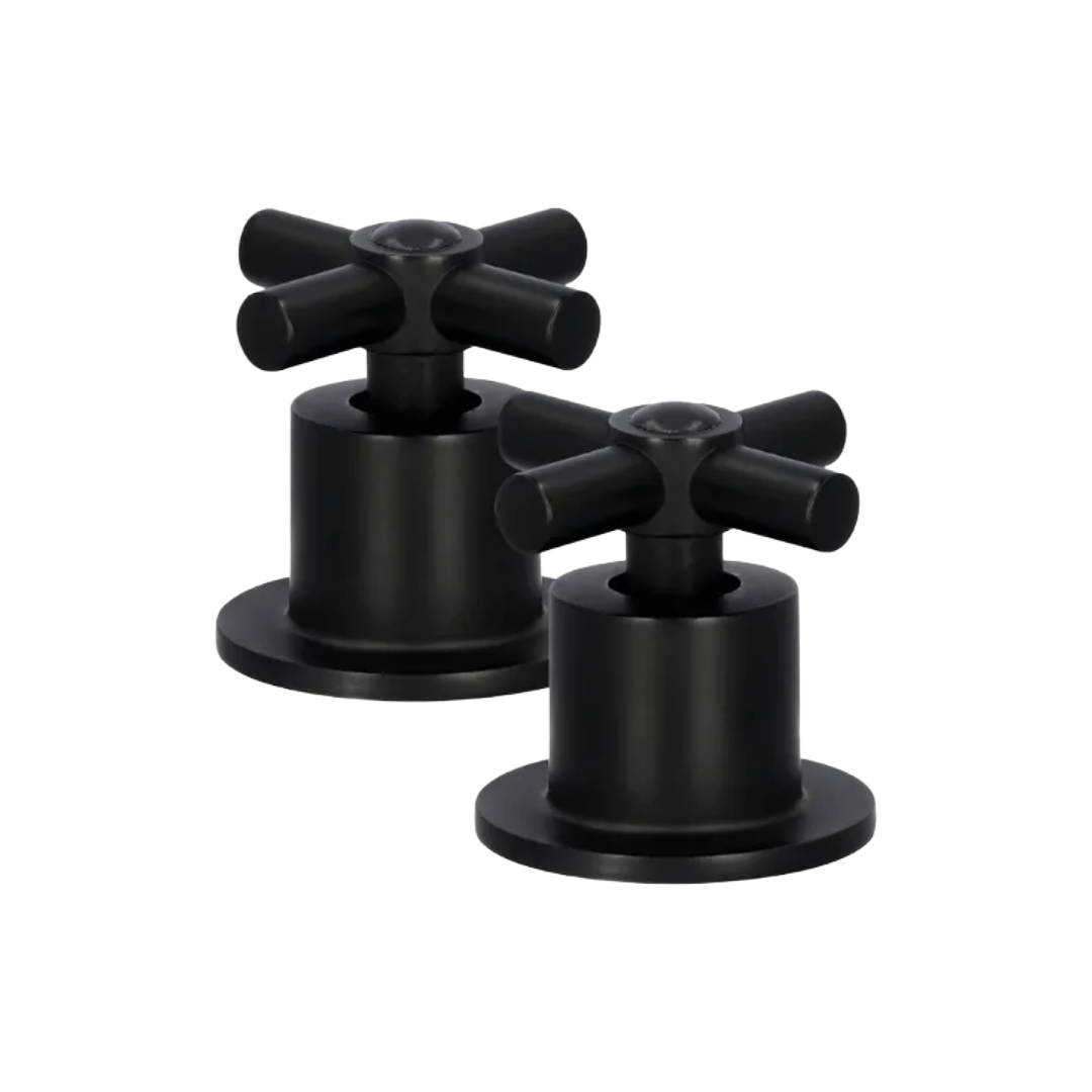 Juego De 2 Manerales De Cruceta Grandes Para Regadera Negro Mate MCN.2