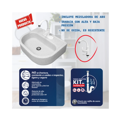 Lavabo De Plástico Mod. 2052 Con Mezcladora