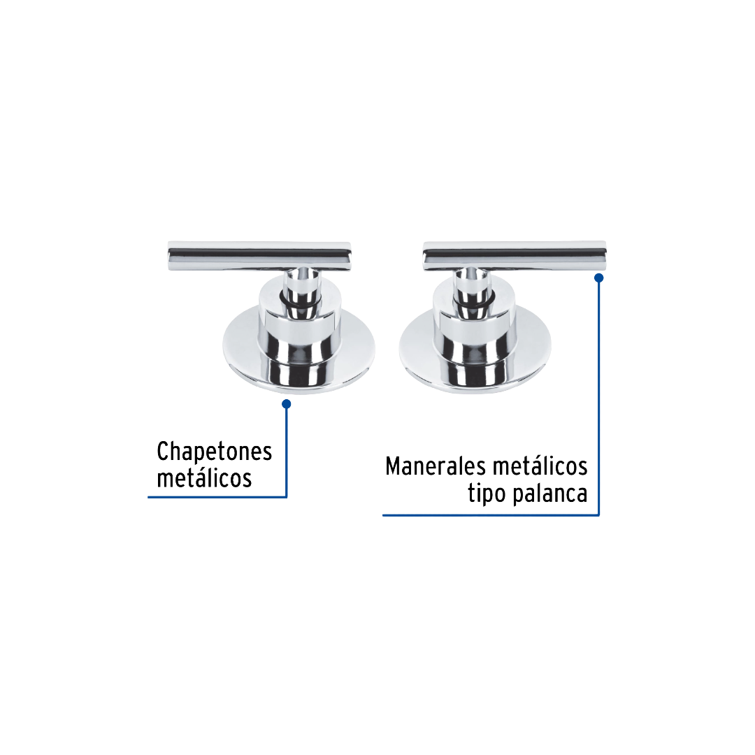 Juego De 2 Manerales Para Regadera Palanca Cromo MPN