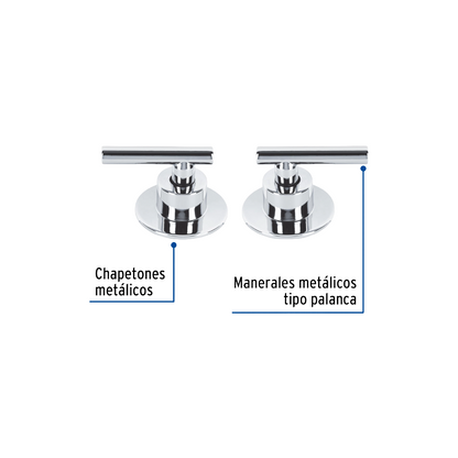 Juego De 2 Manerales Para Regadera Palanca Cromo MPN