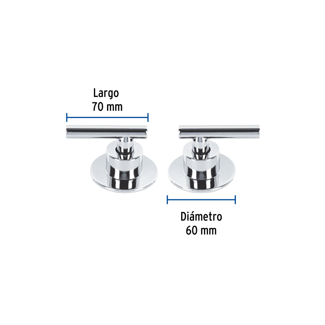 Juego De 2 Manerales Para Regadera Palanca Cromo MPN