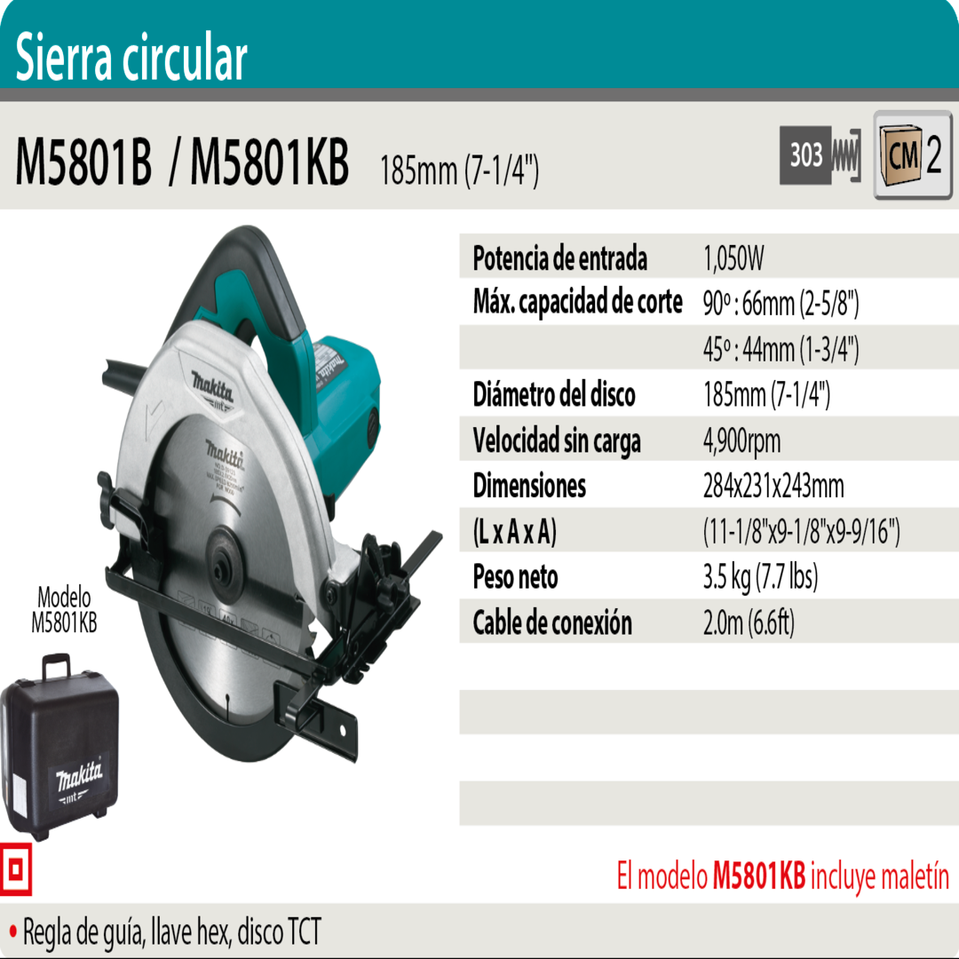 Sierra Circular Makita M5801KB De 7-1/4 1050W